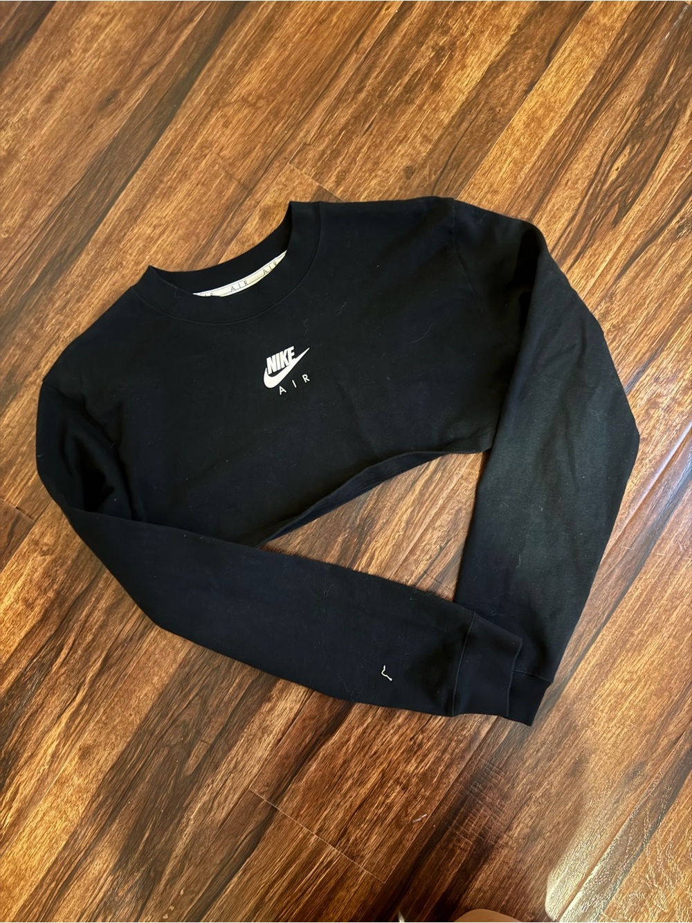 Nike Black Cropped Sweatshirt with White Logo